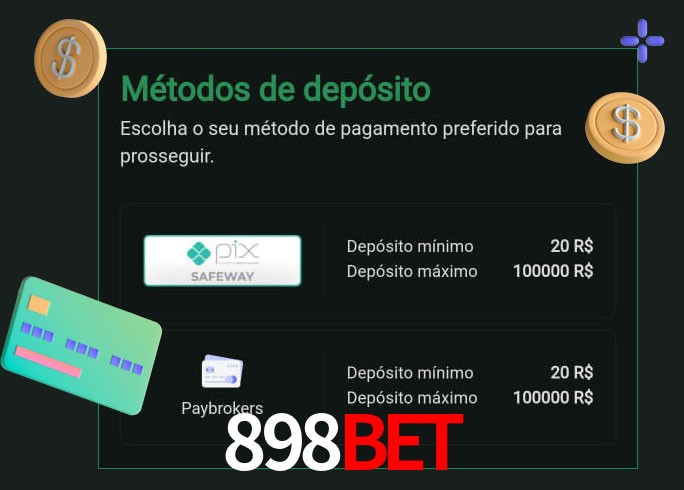 O cassino 898bet oferece uma grande variedade de métodos de pagamento